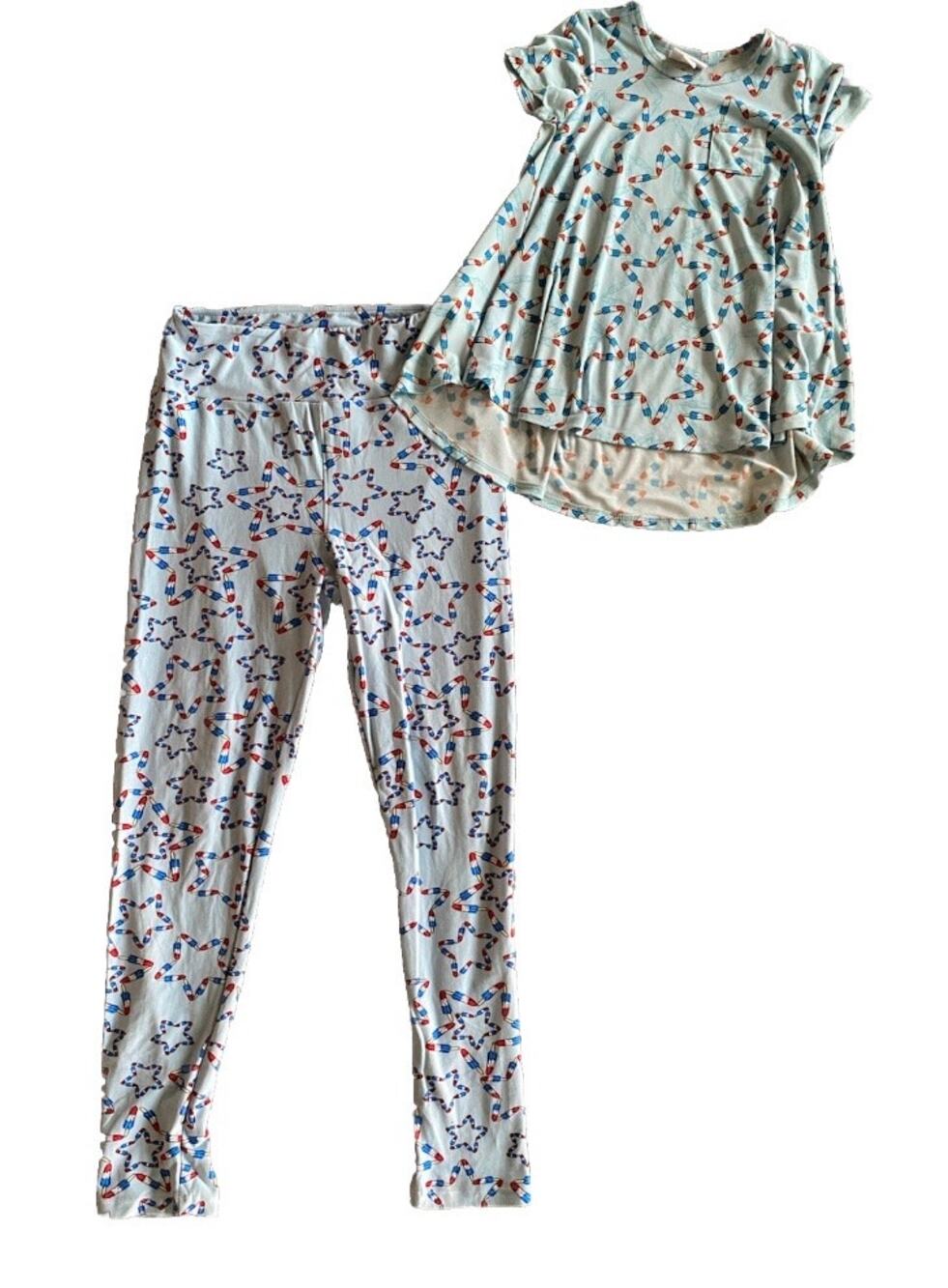 Mommy & Me 4th of July Red/White/Blue Popsicles Lularoe OS Leggings & Scarlett